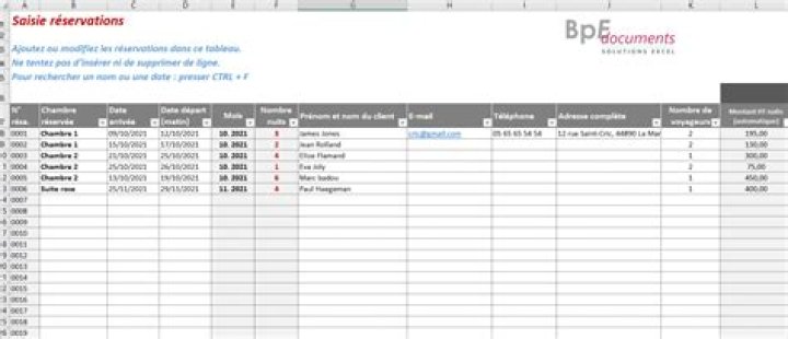 Logiciel réservation hôtel Excel gratuit : ne cherchez plus